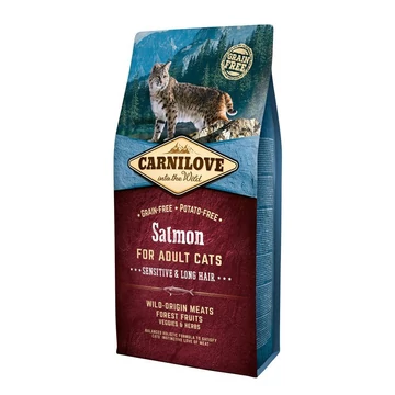 Carnilove Cat Adult Salmon Sensitive &amp; Long Hair- Lazac Hússal 6kg