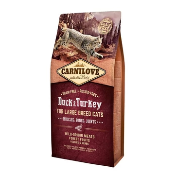 Carnilove Cat Duck &amp; Turkey Large Breed – Muscles, Bones, Joints Kacsa és Pulyka Hússal 6kg