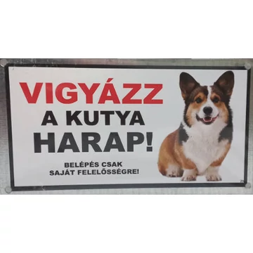 Kutyatábla -fém (corgi) 9x13cm