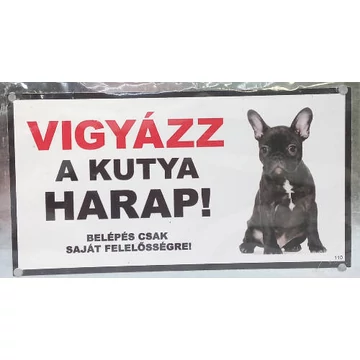 Kutyatábla -fém, (francia bulldog kölyök) 9x13cm
