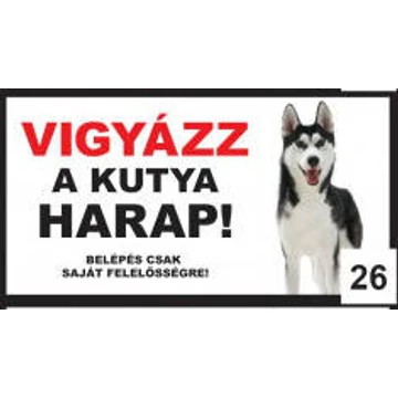 Kutyatábla - fém (husky) 20x40cm