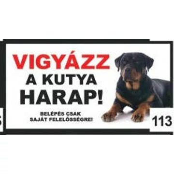 Kutyatábla -fém, (rottweiler) 9x13cm