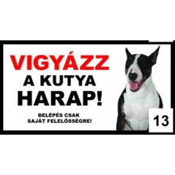Kutyatábla - fém  (ülő angol bulldog) 9x13cm