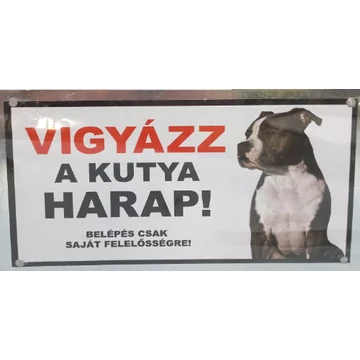Kutyatábla - műanyag (amstaff natúr füllel) 9x13cm