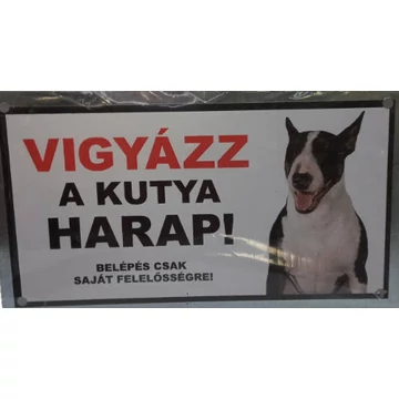 Kutyatábla - műanyag  (bullterrier) 9x13cm