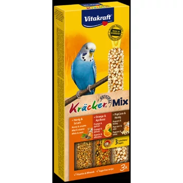 Vitakraft Kracker Tripla Rúd (méz,narancs,popcorn) – kiegészítő eleség Hullámos papagáj részére (90g)