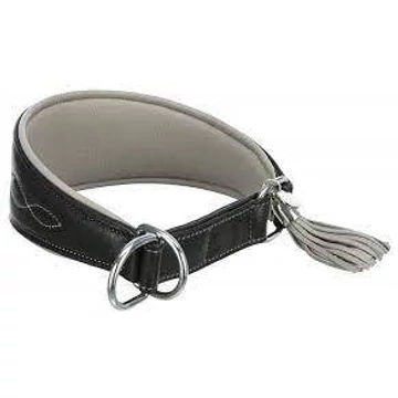 Trixie Active Comfort Sighthound - bőr nyakörv (fekete/szürke) agarak részére (XS-S) 24–31 cm/40mm