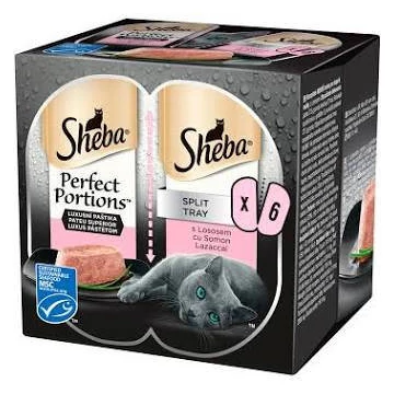 Sheba Perfect Portions - alutálkás (pástétom lazaccal) macskák részére (6x37.5g) 225g