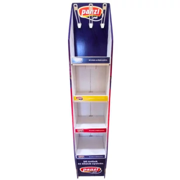 Panzi Display, keskeny, 4 polcos, színes karton 30cmx160cm
