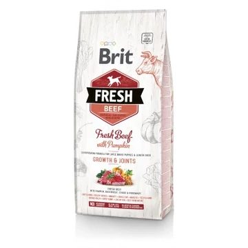 Brit Fresh Puppies & Junior Dogs Growth & Joints - Marha és sütőtök 12 kg