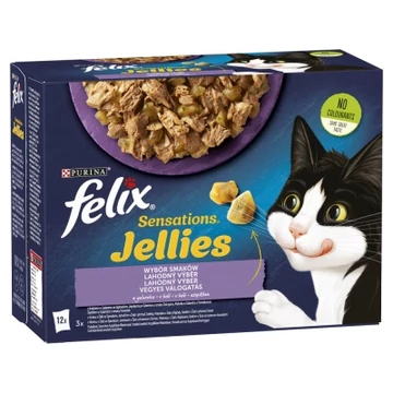 Felix Sensations Jellies Vegyes Válogatás pulykával, báránnyal, makrélával, heringgel 12 x 85 g