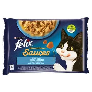 Felix Sensations Sauces Halas Válogatás alaszkai tőkehallal, szardíniával 4 x 85 g