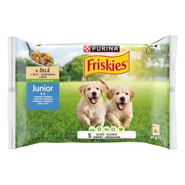 Friskies junior aszpikos nedves kutyaeledel csirke & borsó