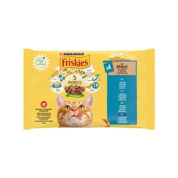 Friskies nedves macskaeledel szószban - lazaccal, tonhallal, szardíniával, tőkehallal 12 x 85 g