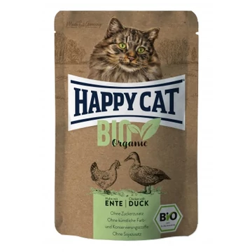 HAPPY CAT POUCH HÚS BIO CSIRKE-KACSA ÁLLATELEDEL MACSKÁK SZÁMÁRA 12X85 G 85 g