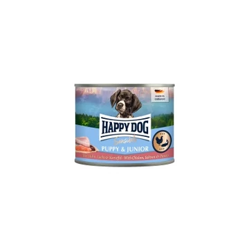 Happy Dog Supreme Sensible Puppy&Junior konzerv, csirke, lazac és burgonya ízesítésű nedves állateledel kölyök és fiatal kutyák számára 6x200 g 200 g
