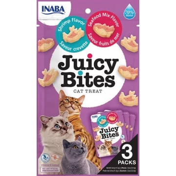 Inaba  Cat Juicy Bites - garnélarák és tenger gyümölcsei 3 x 11.3 g