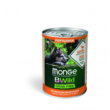 Monge BWild Grain Free Puppy & Junior kutyakonzerv - kacsa sütőtökkel és cukkinivel 400 g