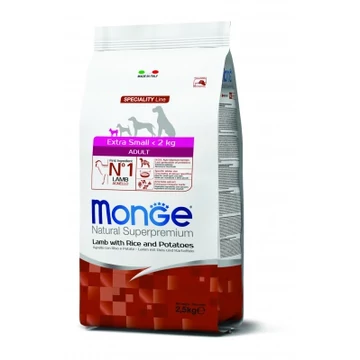 Monge Extra Small Adult Bárány, Rizs és Burgonya 2,5 Kg 12 kg