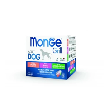 Monge Grill Dog Vegyes Falatok lazac/sertés/bárány - Adult 12x100 g 100 g