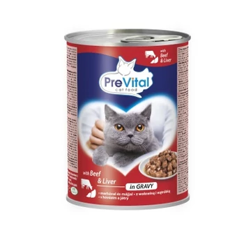 PreVital nedves állateledel felnőtt macskák részére - marha, máj szószban 415 g