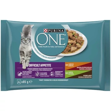 Purina ONE Difficult Appetite nedves macskaeledel - csirke, pulyka 4 x 85 g