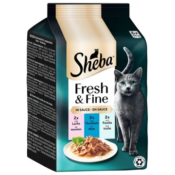 Sheba Fresh & Fine - lazac, tonhal és pisztráng szószban 6 x 50 g