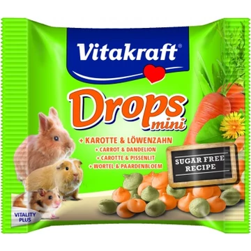 Vitakraft Mini Drops jutalomfalat sárgarépával és gyermekláncfűvel 40 g