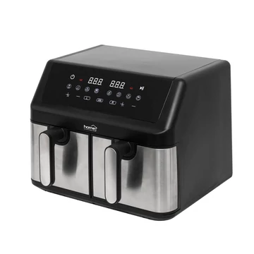 HOME HGAF29 duplakosaras forrólevegős sütő, 2 x 4,5L, 2000 W, digitális vezérlés, 8 féle üzemmód