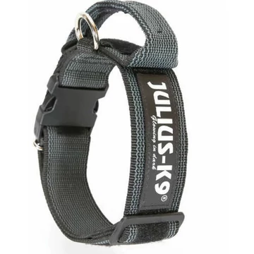 Julius K-9 Color&Gray nyakörv fogóval és cserélhető felírattal, (40mm), fekete 100HA-K-2024