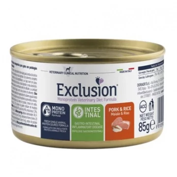 Exclusion Intestinal Pork & Rice konzerv macskák számára 85 g