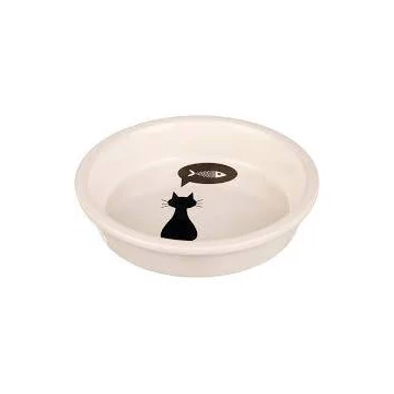 Trixie Ceramic Bowl - kerámia tál (fehér, mintás)  macskák részére (0,25l /Ø13cm)
