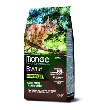 Monge BWild Grain Free száraztáp nagytestű macskáknak - bölény, burgonya, lencse 1.5 kg