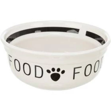 trixie 24413 kerámia tál"FOOD" 0,25l/13cm, fehér-fekete