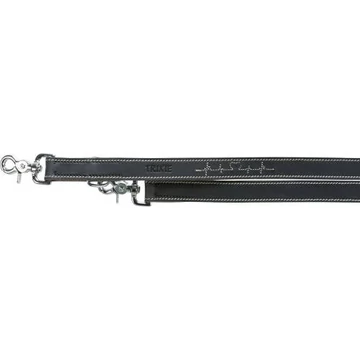 Trixie Greased Leather lead - bőr nyakörv (fekete,szívritmus mintával) kutyák részére (M-L) 2m/20mm