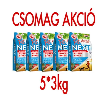 CSOMAGAJÁNLAT: Panzi FitActive Next Puppy Bites Hypoallergenic (bárány, hal, vörösáfonya) - Száraztáp kölyök kutyák részére (5 x 3kg)