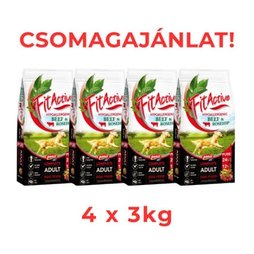 CSOMAGAJÁNLAT: FitActive PURE Hypoallergenic BEEF&ROSEHIP (marha,csipkebogyó) - 4 x 3kg