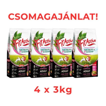 CSOMAGAJÁNLAT: FitActive PURE Hypoallergenic SALMON-ROSEHIP (lazac,csipkebogyó) - 4 x 3kg