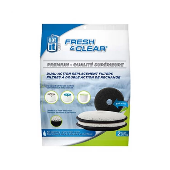 Catit Fresh & Clear premium replacement filters - csere szűrő (ivókúthoz) 2db (bármely Catit ivókúthoz)