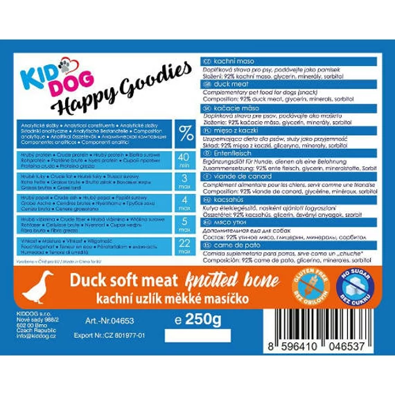 KidDog Duck Soft meat - jutalomfalat (kacsa) kutyák részére (250g)