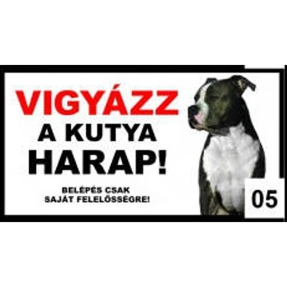 Kutyatábla - fém (amstaff natúr füllel) 20x40cm