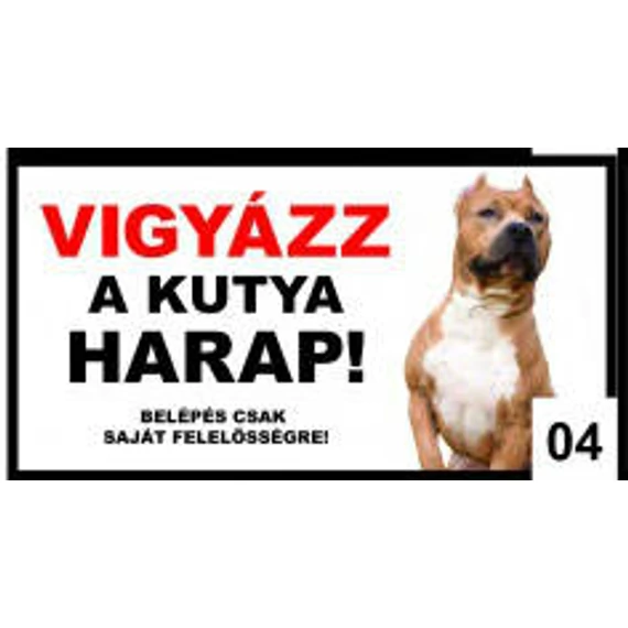 Kutyatábla - fém (amstaff vágott füllel) 20x40cm