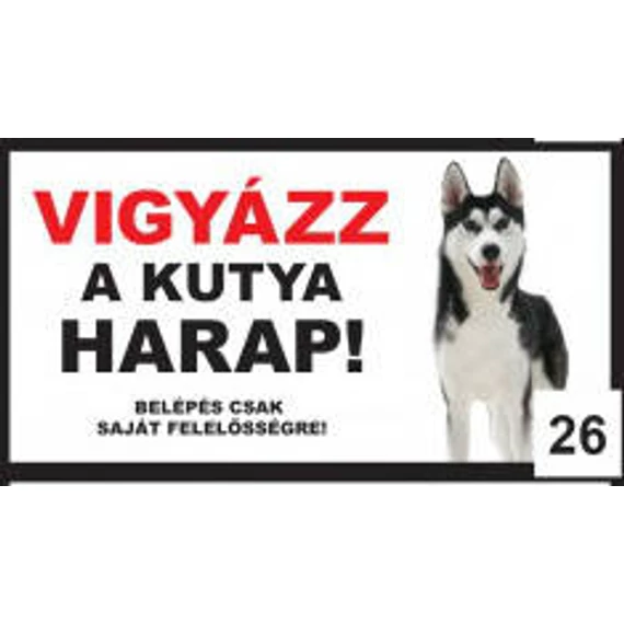 Kutyatábla - fém (husky) 20x40cm