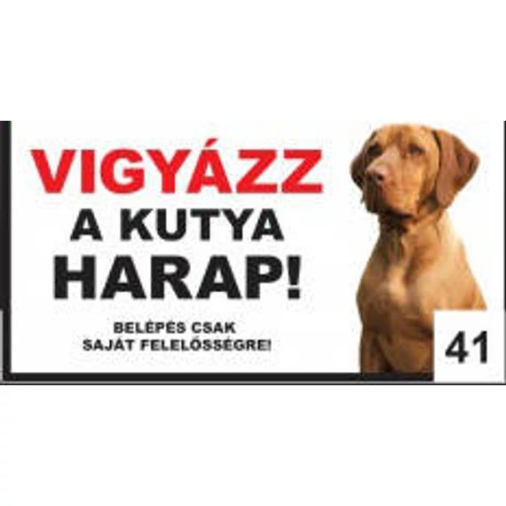 Kutyatábla - fém (magyar vizsla) 20x40cm