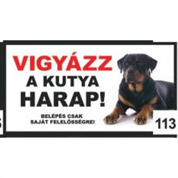 Kutyatábla -fém, (rottweiler) 9x13cm