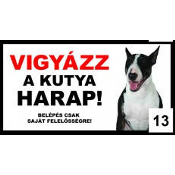 Kutyatábla - fém  (ülő angol bulldog) 9x13cm