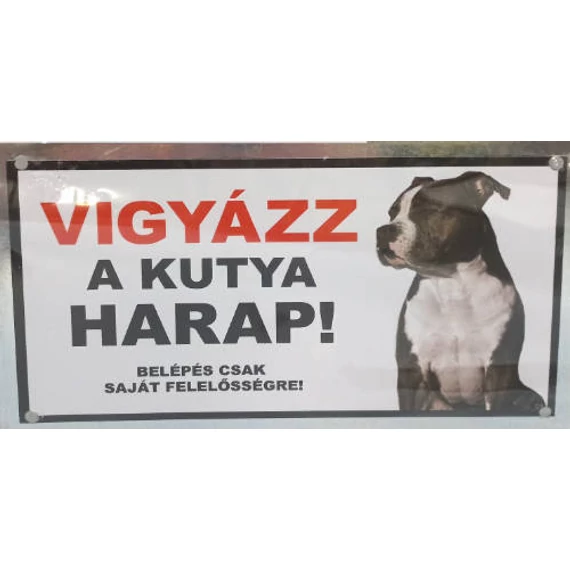 Kutyatábla - műanyag (amstaff natúr füllel) 9x13cm