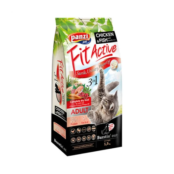 Panzi FitActive 3in1 Adult (hal,baromfi) Panzi FitActive Sensitive Cat Adult (baromfi,hal) száraztáp - Felnőtt macskák részére (1,5kg)