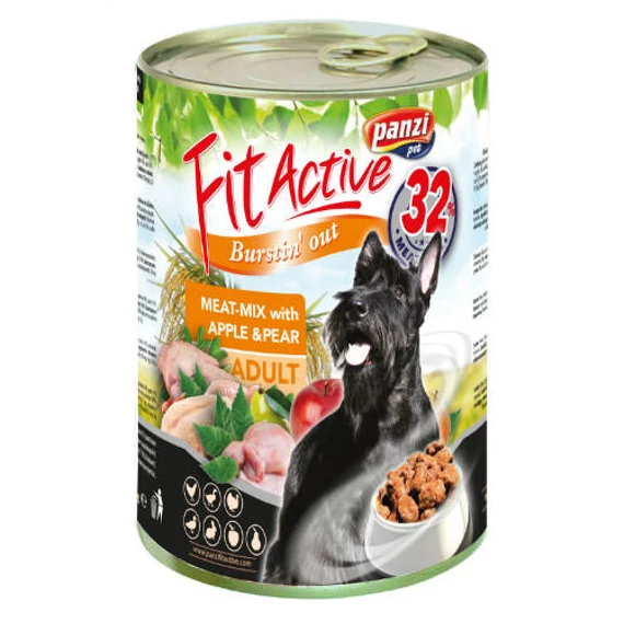 Panzi konzerv Fitactive Adult (liba,csirke,pulyka,kacsa,sárgarépa) konzerv - Felnőtt kutyák részére (415g)