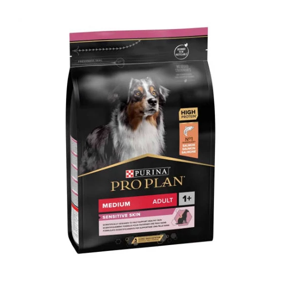 PRO PLAN Medium Adult Sensitive Skin - Szárazeledel (lazac) felnőtt kutyák részére (14kg)